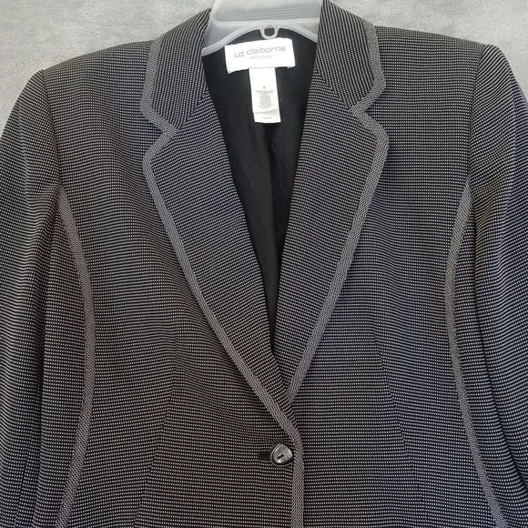 Liz Claiborne Sz 8 Suit Blazer Dress Knee Length Shift Academia Career Wear Gray - Picture 10 of 11